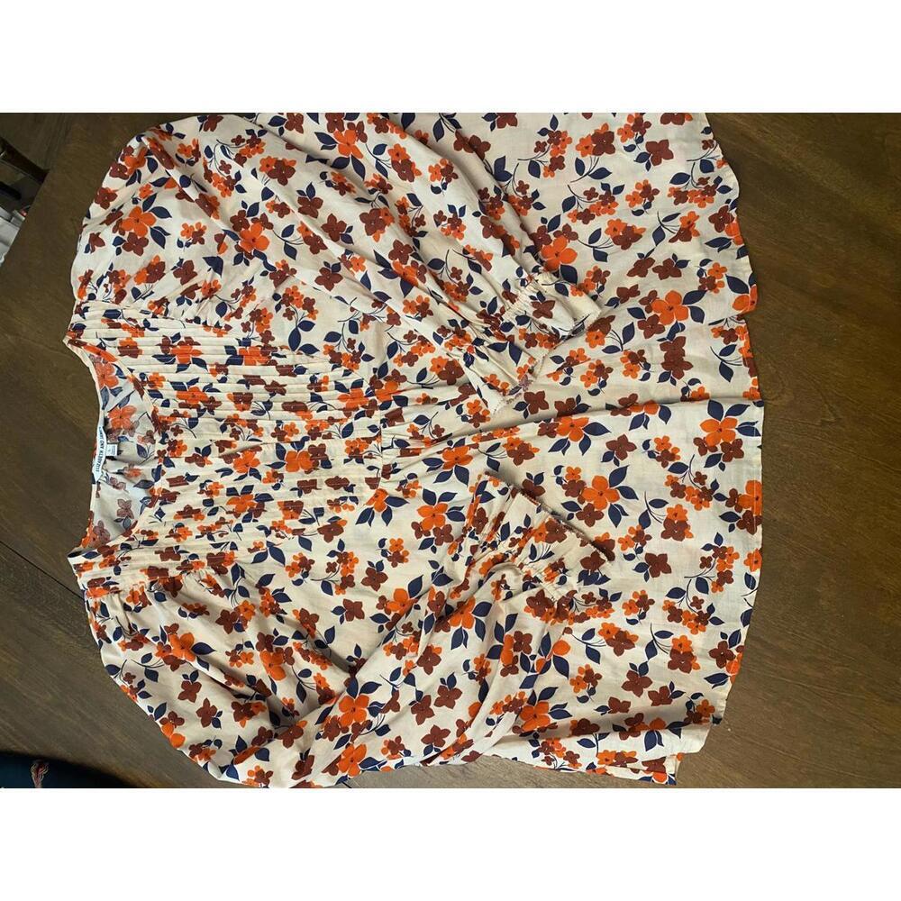 Elizabeth and James Floral Print Bohemian Blouse 100% Cotton Large - Picture 14 of 15